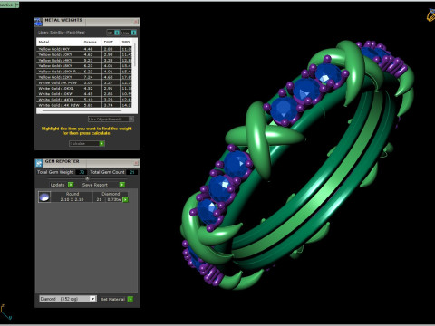 Tiffany Inspired Diamond Band Ring Set Two Sizes Luxury Gold Detailing 3D Model