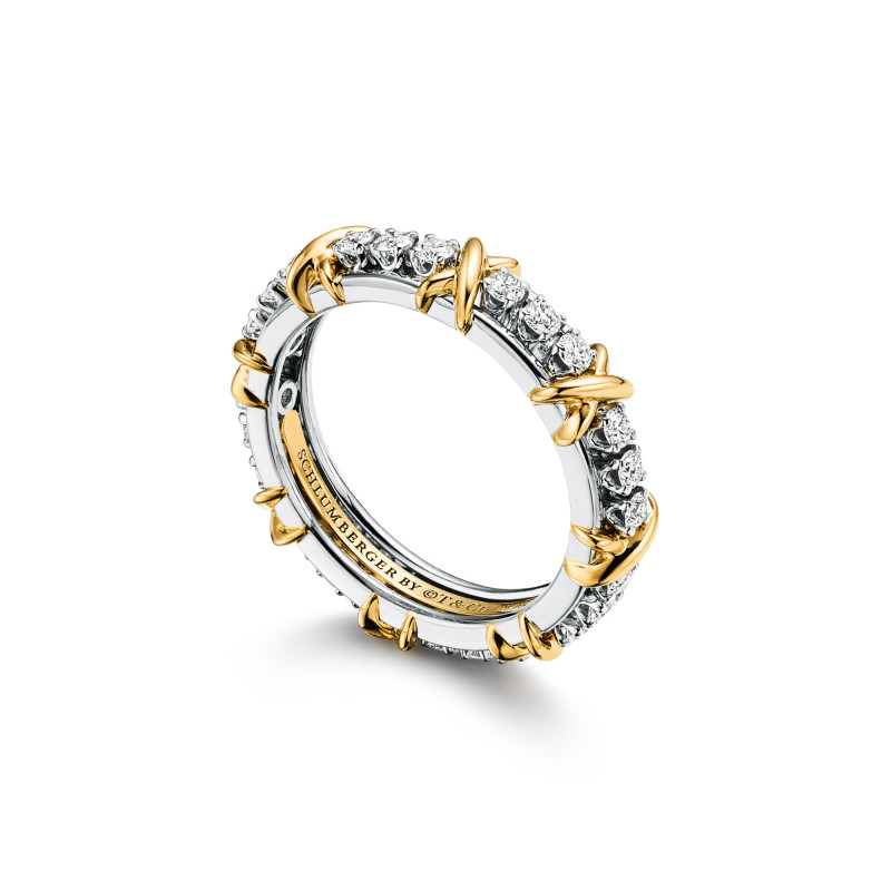 Tiffany Diamond Band Ring with Gold Detailing Luxury Jewelry Modelo 3D .c4d .max .obj .3ds .fbx .stl .blend
