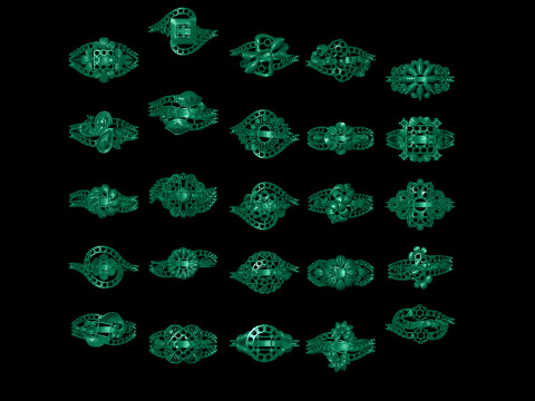 Paquete de anillos de oro Colección de 25 diseños Modelo de impresión 3D