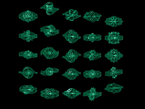 Gold Ring Bundle 25 Designs Collection 3D Print Model