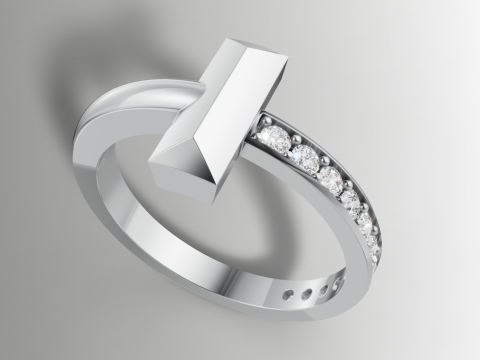 Anel de diamante Tiffany Style T STL 3DM Channel Set Banda Arquivo CAD para impressão 3D joias Ca Modelo de Impressão 3D