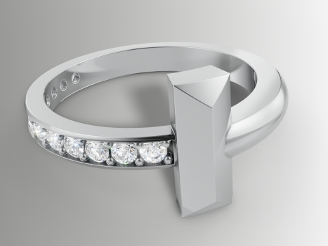 Anel de diamante Tiffany Style T STL 3DM Channel Set Banda Arquivo CAD para impressão 3D joias Ca Modelo de Impressão 3D