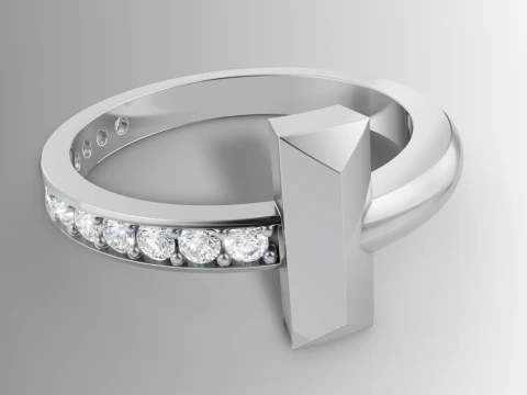Tiffany Style T Diamond Ring STL 3DM Channel Set Band CAD File for 3D Printing Jewelry Ca 3D Print Model