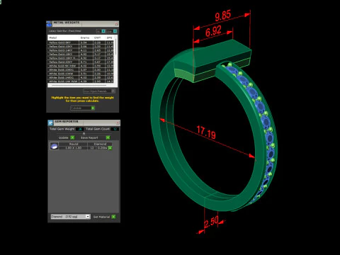 Tiffany Style T Diamond Ring STL 3DM Channel Set Band CAD File for 3D Printing Jewelry Ca 3D Print Model