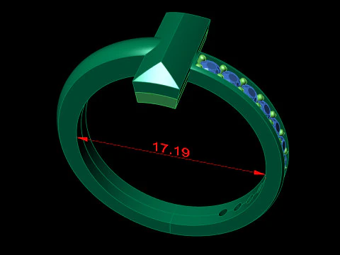 Tiffany Style T Diamond Ring STL 3DM Channel Set Band CAD File for 3D Printing Jewelry Ca 3D Print Model
