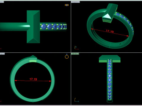 Tiffany Style T Diamond Ring STL 3DM Channel Set Band CAD File for 3D Printing Jewelry Ca 3D Print Model