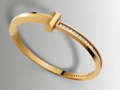 File CAD Gelang Berlian T Gaya Tiffany Model Cetak 3D