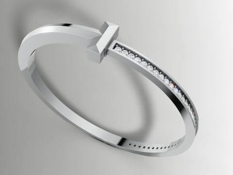 Arquivo CAD de pulseira de diamante estilo Tiffany T Modelo de Impressão 3D