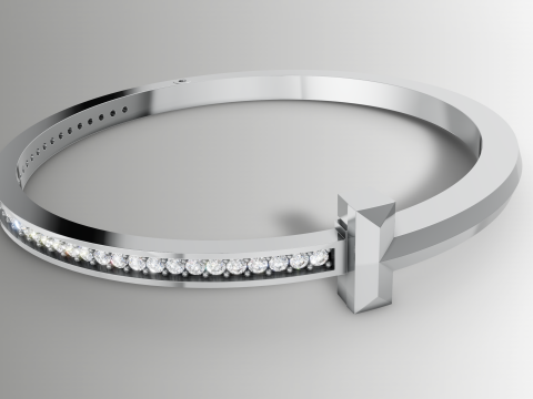 Arquivo CAD de pulseira de diamante estilo Tiffany T Modelo de Impressão 3D