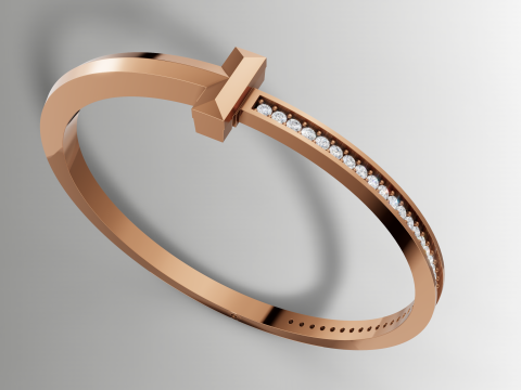 Arquivo CAD de pulseira de diamante estilo Tiffany T Modelo de Impressão 3D