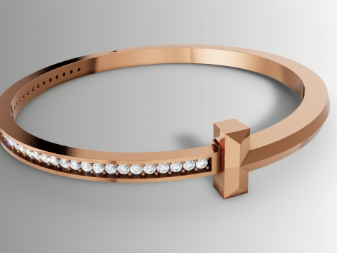 Arquivo CAD de pulseira de diamante estilo Tiffany T Modelo de Impressão 3D