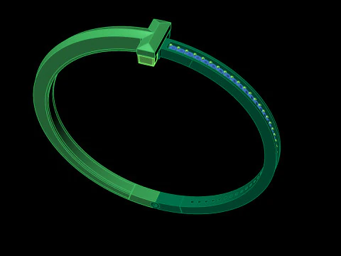 Tiffany Style T Diamond Bangle Bracelet CAD File 3D Print Model