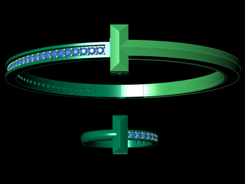 Tiffany Style T Diamond Ring Bangle Sieraden Set Cad-bestand 3D printmodel
