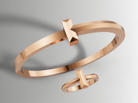 Набор браслетов с кольцами в стиле Tiffany T, файл STL 3DM Cad 3D Принт Модель