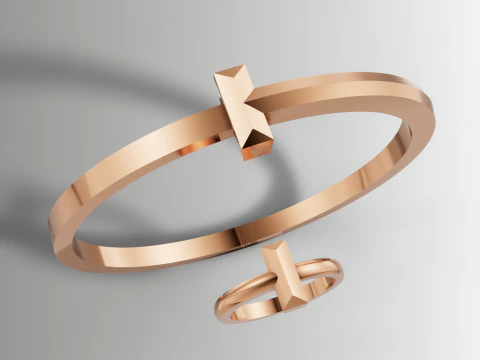 Tiffany T 스타일 링 뱅글 세트 STL 3DM CAD 파일 3D 프린트 모델