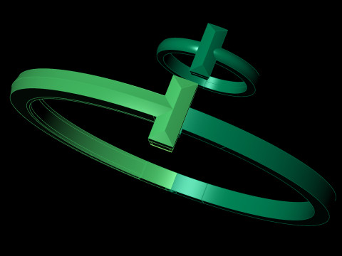 Conjunto de pulseira de anel estilo Tiffany T STL 3DM Cad File Modelo de Impressão 3D