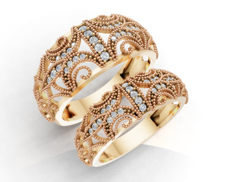 4 trouwringenset in vier maten voor koppelringen 3D printmodel