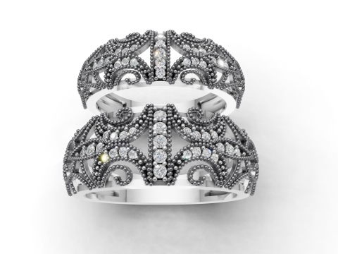 Conjunto de 4 alianças de casamento Conjunto de anéis de casal de quatro tamanhos Modelo de Impressão 3D