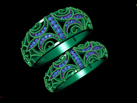 4 Wedding Band Set Four Sizes Couple Ring Set 3D Print Model