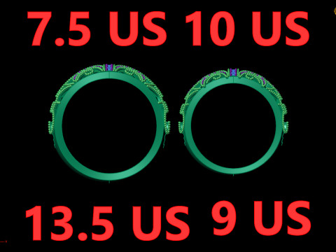 Conjunto de 4 alianças de casamento Conjunto de anéis de casal de quatro tamanhos Modelo de Impressão 3D