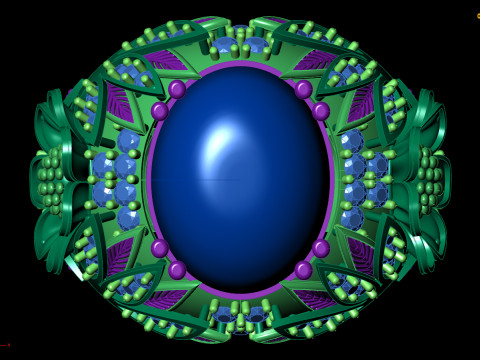 Коктейльна каблучка з великим квітковим малюнком з кабошоном 3D Принт Модель