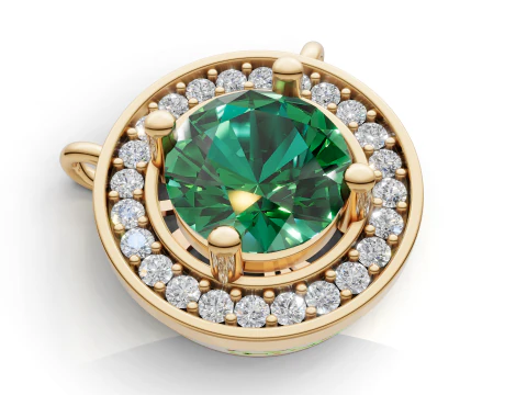 Ciondolo grande pietra centrale con diamante Halo Design Modello di stampa 3D