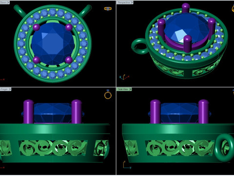 Hanger grote middensteen diamant halo-ontwerp 3D printmodel