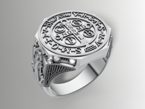 Кольцо Святого Бенедикта, религиозная медаль, мужские украшения 3D Принт Модель