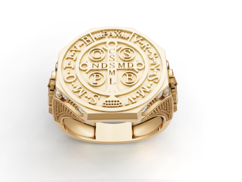 Кольцо Святого Бенедикта, религиозная медаль, мужские украшения 3D Принт Модель