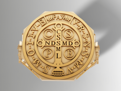 Кольцо Святого Бенедикта, религиозная медаль, мужские украшения 3D Принт Модель