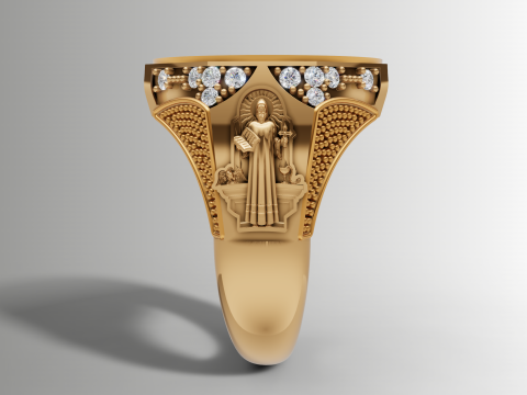 Кольцо Святого Бенедикта, религиозная медаль, мужские украшения 3D Принт Модель