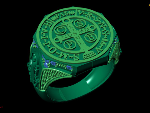 Кольцо Святого Бенедикта, религиозная медаль, мужские украшения 3D Принт Модель