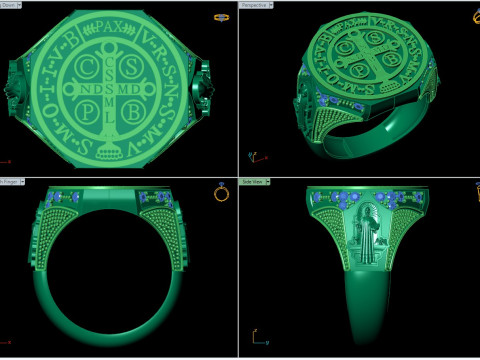 Кольцо Святого Бенедикта, религиозная медаль, мужские украшения 3D Принт Модель