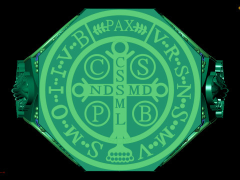 Кольцо Святого Бенедикта, религиозная медаль, мужские украшения 3D Принт Модель