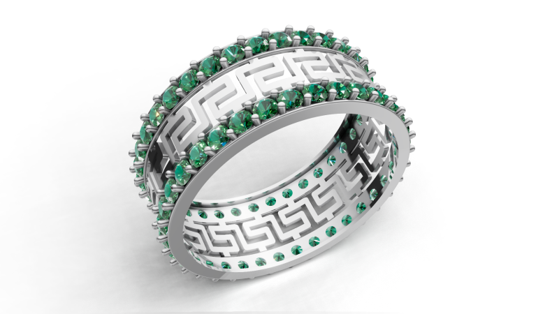 Chave grega Meander Eternity Ring Bold Statement Band STL CAD File para impressão Modelo de Impressão 3D .c4d .max .obj .3ds .fbx .stl .blend