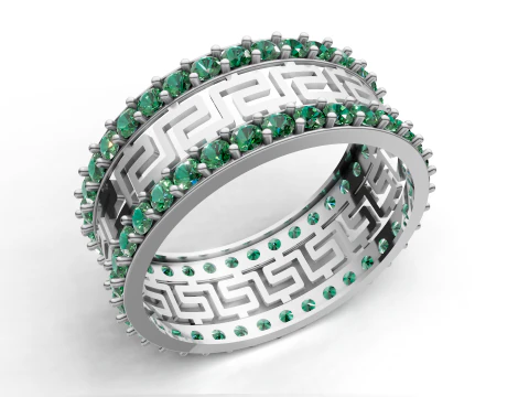 Grecki klucz Meander Eternity Ring Pogrubiony pasek z oświadczeniem Plik CAD STL do druku Model do druku 3D