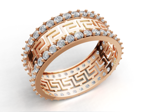 Chave grega Meander Eternity Ring Bold Statement Band STL CAD File para impressão Modelo de Impressão 3D