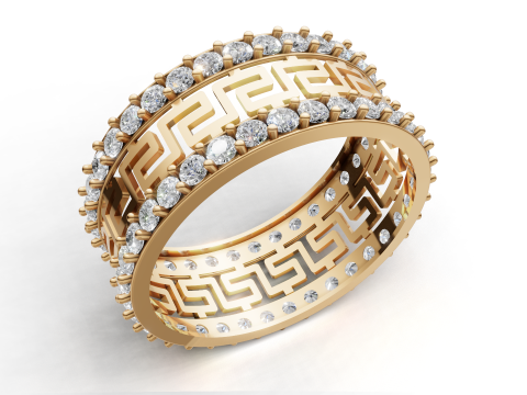 Chave grega Meander Eternity Ring Bold Statement Band STL CAD File para impressão Modelo de Impressão 3D