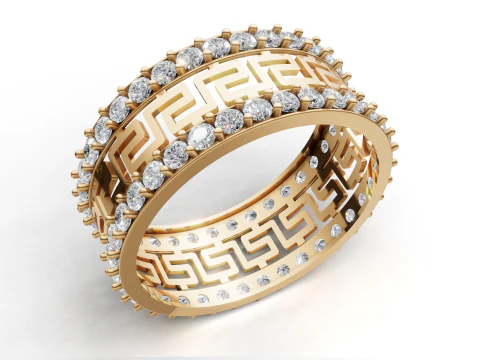 Greek Key Meander Eternity Ring Bold Statement Band STL CAD File for Printing 3D Print Model