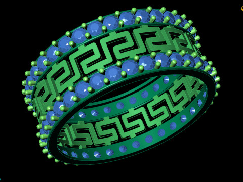 Chave grega Meander Eternity Ring Bold Statement Band STL CAD File para impressão Modelo de Impressão 3D