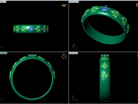 Leaf Band Nature Inspired Ring STL CAD File for Printing 3D Print Model