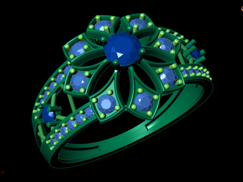 Заявление о кольце с цветочным кластером и сложным цветочным дизайном. Файл STL CAD для печати. 3D Принт Модель