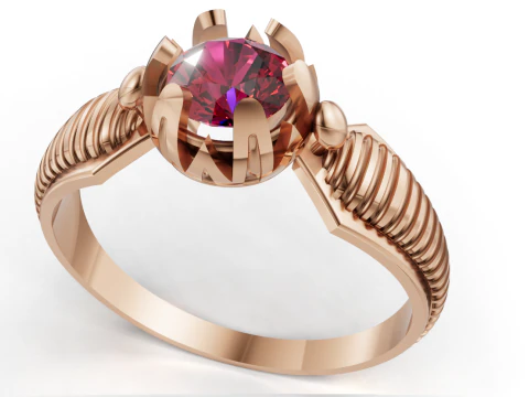 Modern Solitaire Ring STL CAD File for 3D Printing 3D Print Model