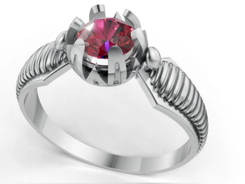Modern Solitaire Ring STL CAD File for 3D Printing 3D Print Model