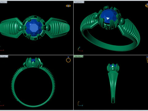 Modern Solitaire Ring STL CAD File for 3D Printing 3D Print Model