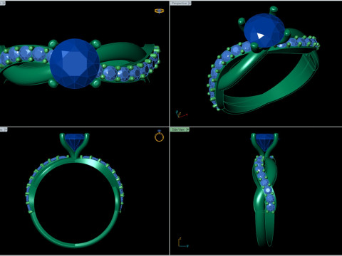 Twist Pav Engagement Solitaire CAD STL для друку 3D Принт Модель