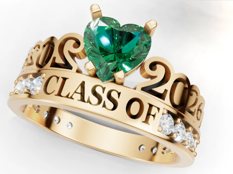 Pierścień podziałowy klasy 2026 Heart Ring CAD Model do druku 3D