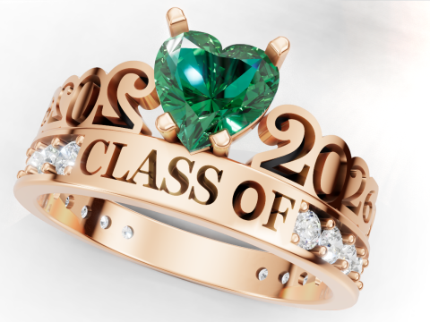 Class of 2026 Heart Ring Graduation Ring CAD 3D Print Model