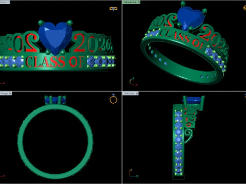 2026 年度ハートリング卒業リング CAD 3Dプリントモデル