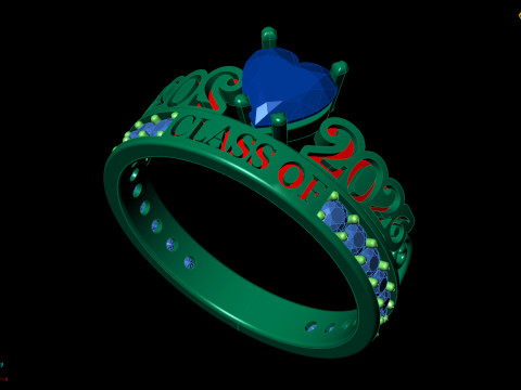 Class of 2026 Heart Ring Graduation Ring CAD 3D Print Model